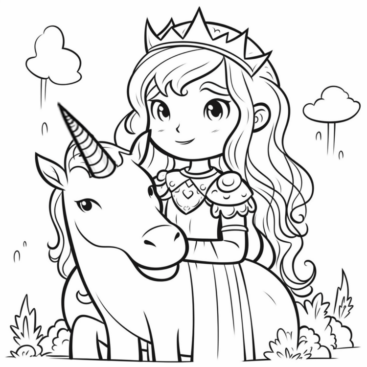 Coloring picture horse with fairy