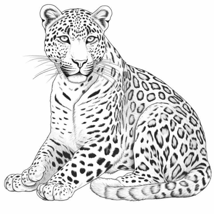Magnificent leopard coloring picture