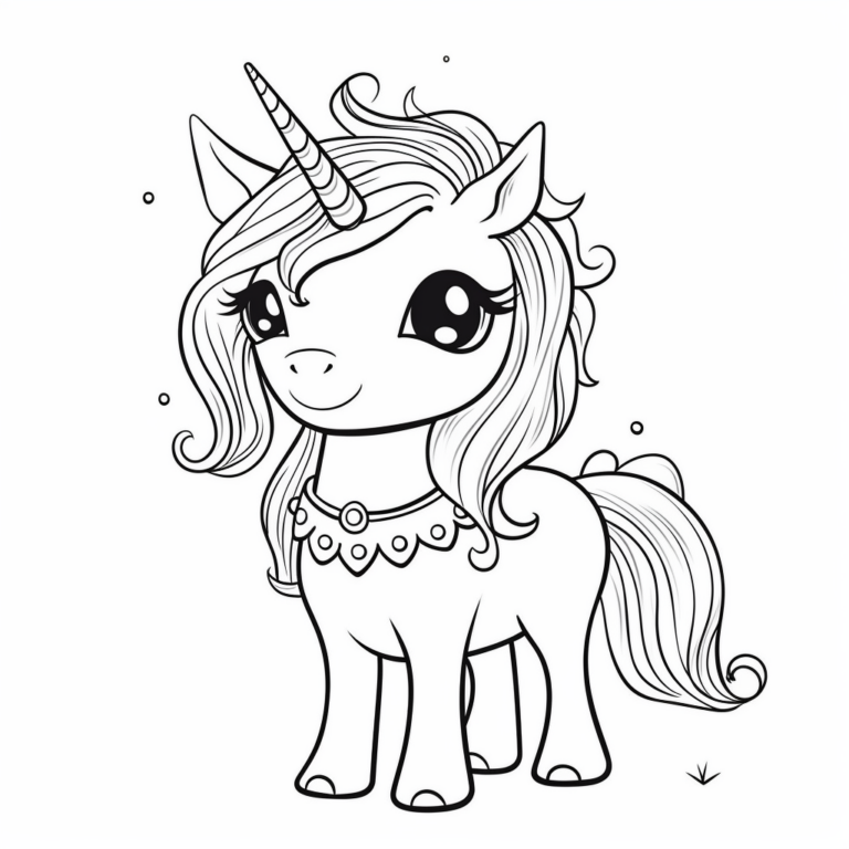 "Prinzessin Einhorn mit Schmuck" kostenloses Ausmalbild