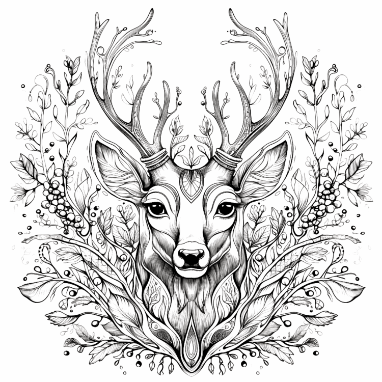 Dibujo para colorear mandala de ciervo