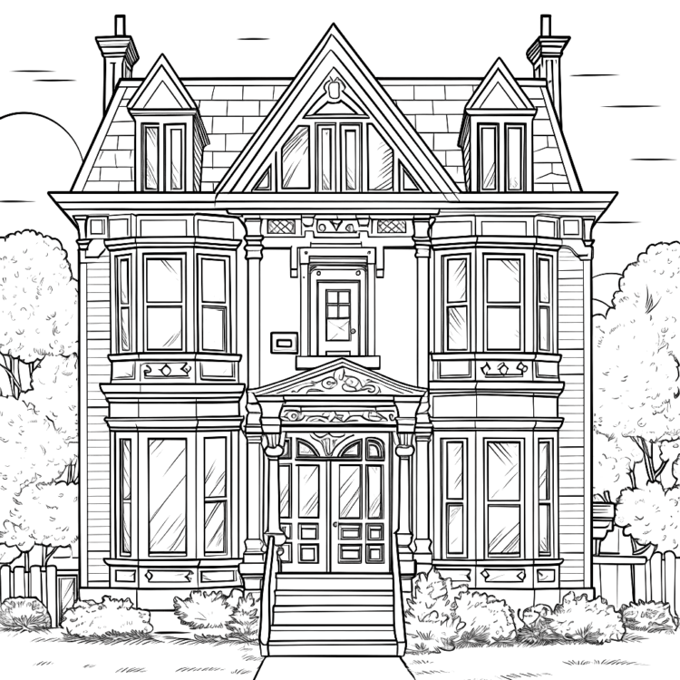 Dibujo para colorear casa bonita