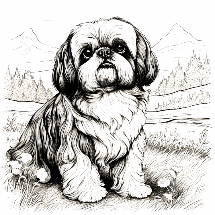 Ausmalbild Kleiner Shih Tzu