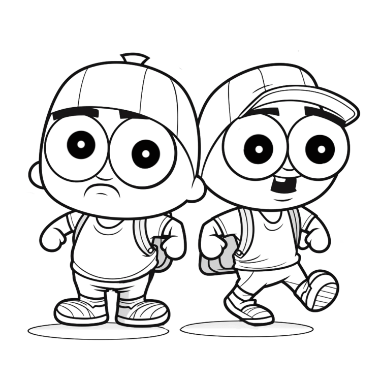 Dibujo para colorear Chicos tropezones