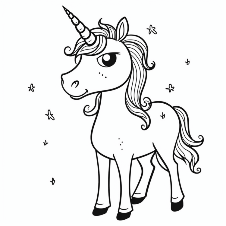 Dibujo para colorear unicornio valiente Pummel