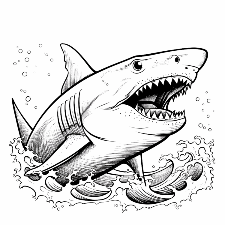 Dibujo para colorear tiburón de agua