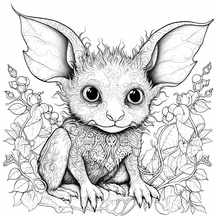 Dibujo para colorear gnomos y flores