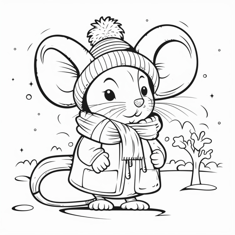 Ausmalbild Wintermaus