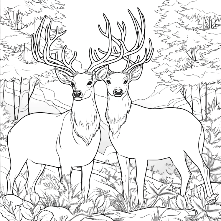 Coloring page Two deer