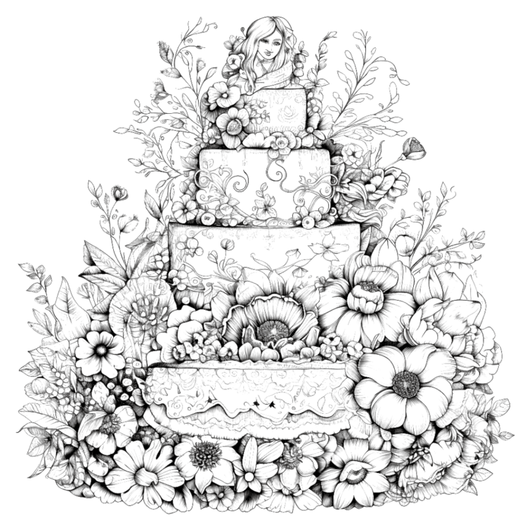Dibujo para colorear Tarta de 4 pisos