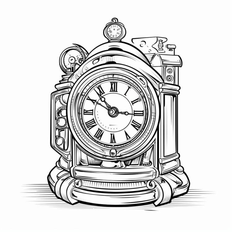 Old clock coloring page