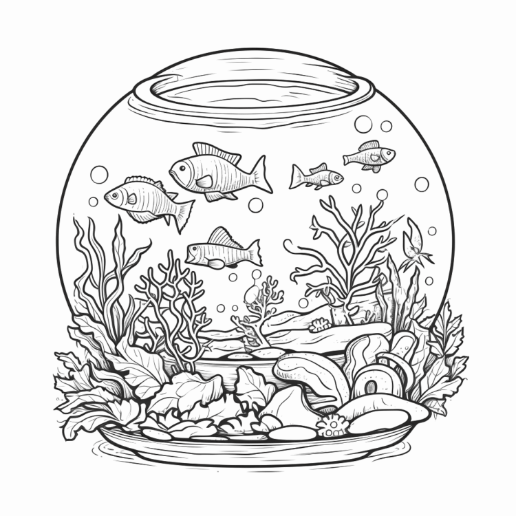 Dibujo para colorear acuario