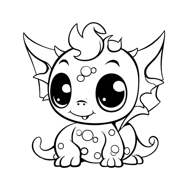 Dibujo para colorear bebé dragón