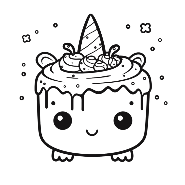 Dibujo para colorear tarta unicornio bebé