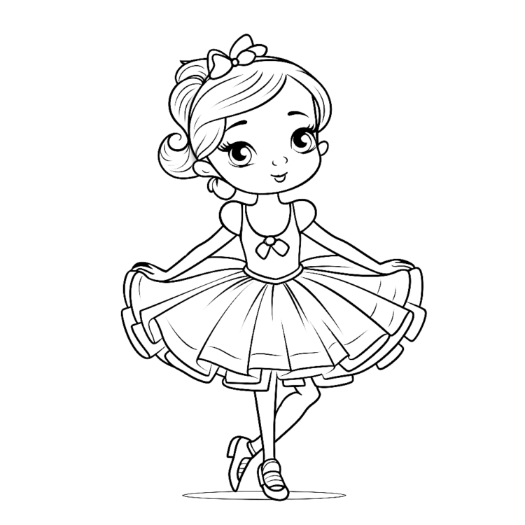 Dibujo para colorear niña bailarina