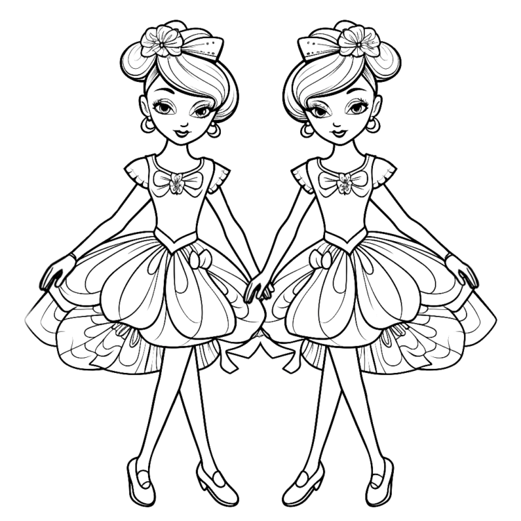 Dibujo para colorear bailarina gemela