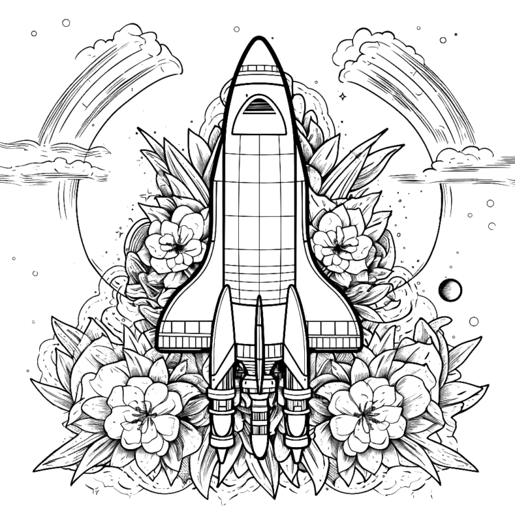 Dibujo para colorear flores cohete