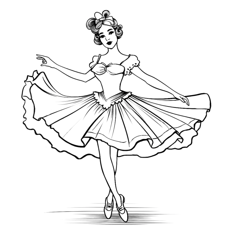 Coloring picture lady ballerina