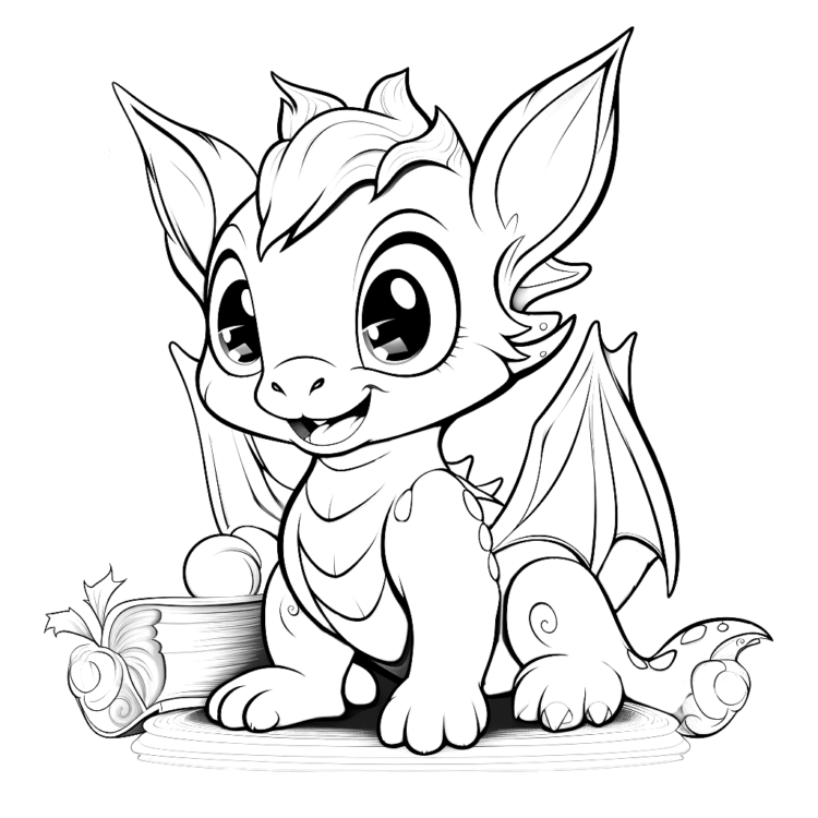 Coloring picture dragon glowing eyes