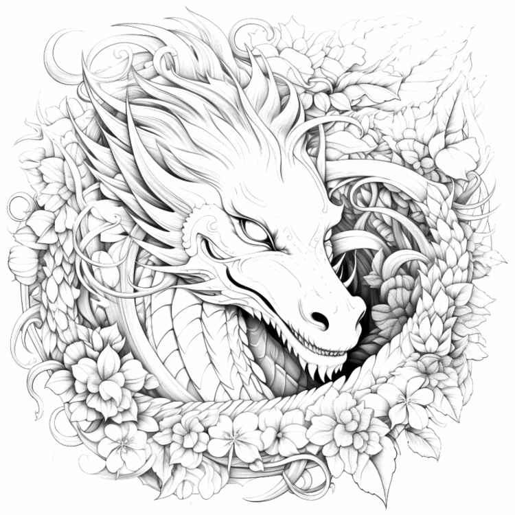 Coloring picture dragon head