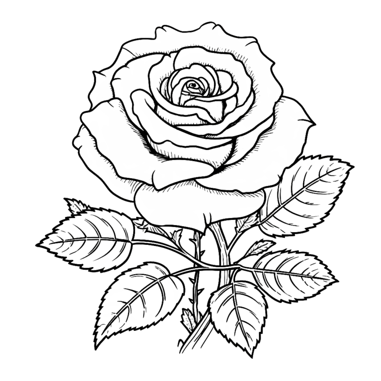 Dibujo para colorear rosa individual