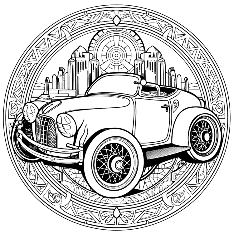 Coloring picture movie car mandala