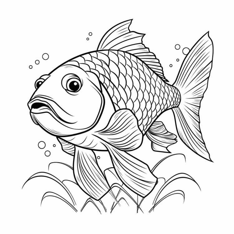Coloring picture fish in the water