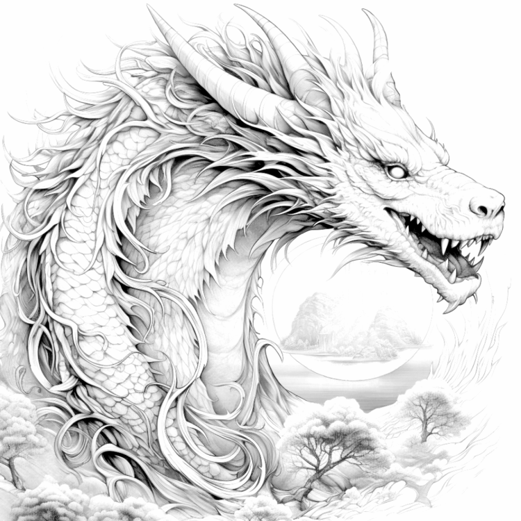 Página para colorear del temible dragón