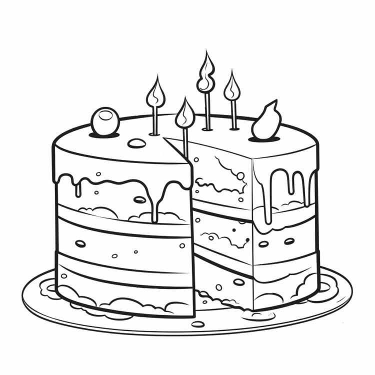 Birthday cake coloring page
