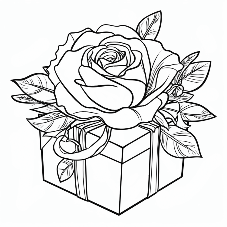 Coloring picture gift with rose