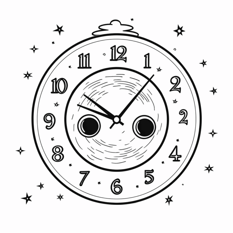 Página para colorear del reloj brillante