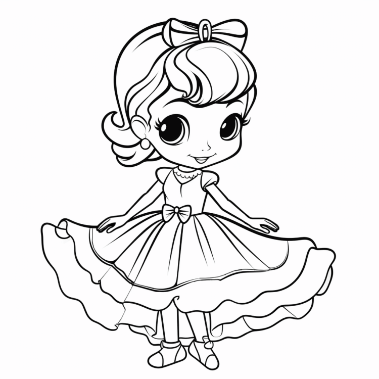 Dibujo para colorear bailarina feliz