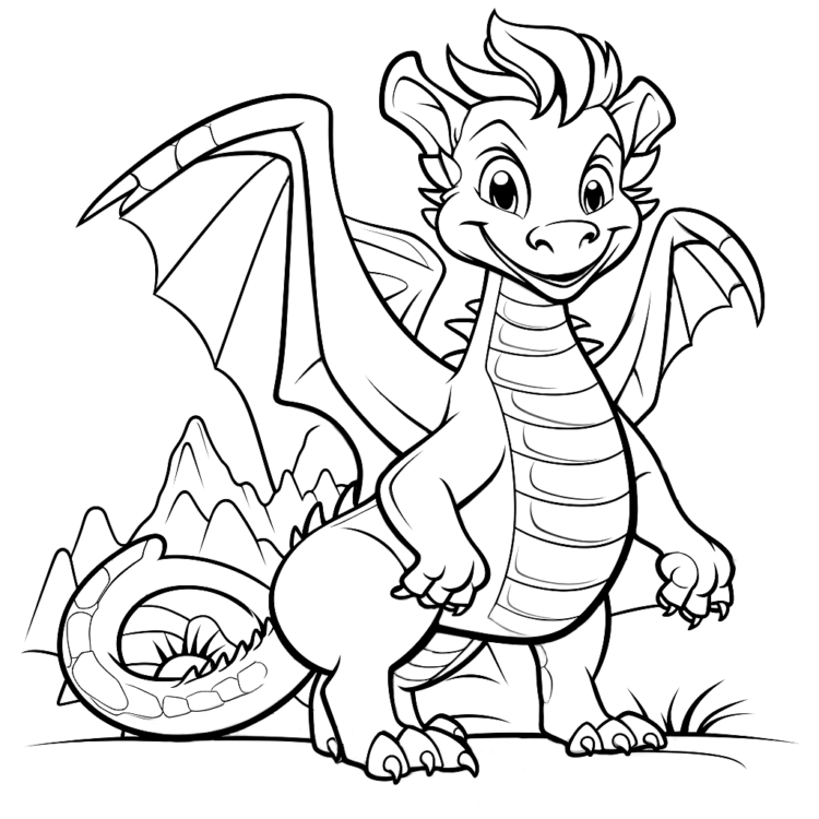 Coloring picture lucky dragon