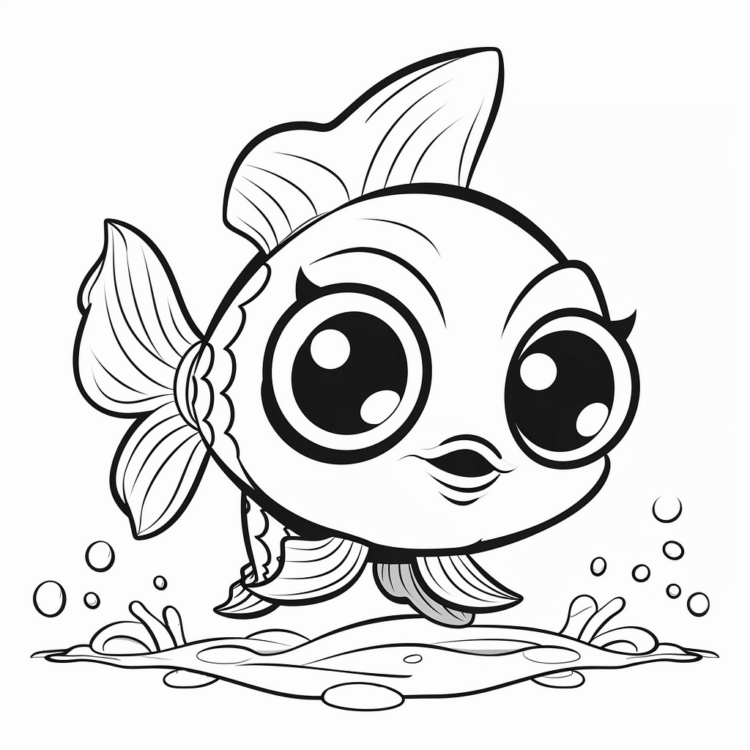 Coloring picture big-eyed fish