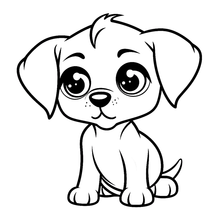 Dibujo para colorear cachorro de ojos grandes