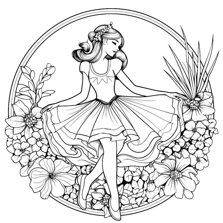 Dibujo para colorear bonita bailarina