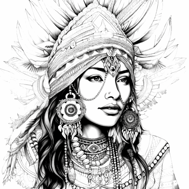 Coloring page Pretty Indian