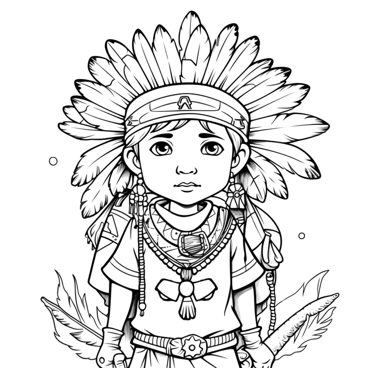 Coloring picture Indian boy