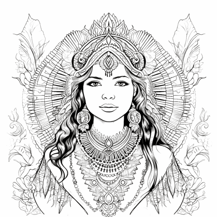 Ausmalbild Indianer Mädchen