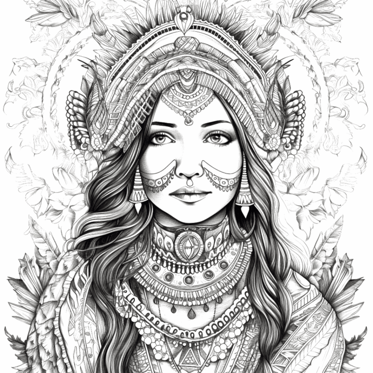 Dibujo para colorear Belleza india