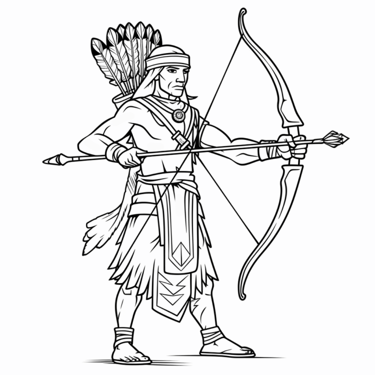 Coloring picture Indian hunter man
