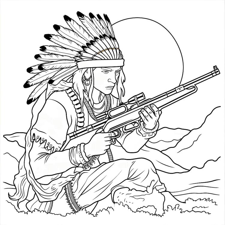 Coloring picture Indian archer