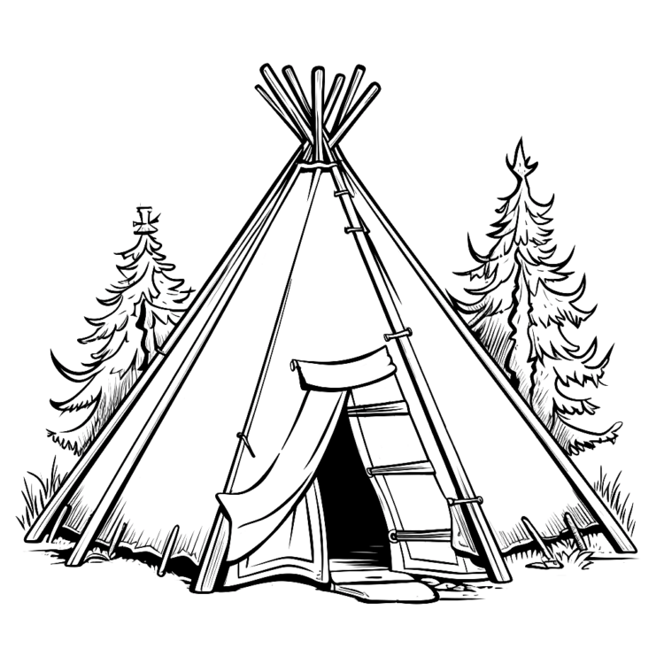 Coloring picture Indian tent