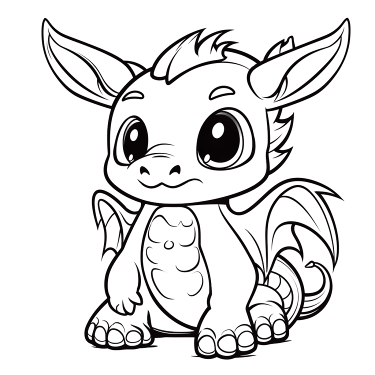 Coloring picture young dragon