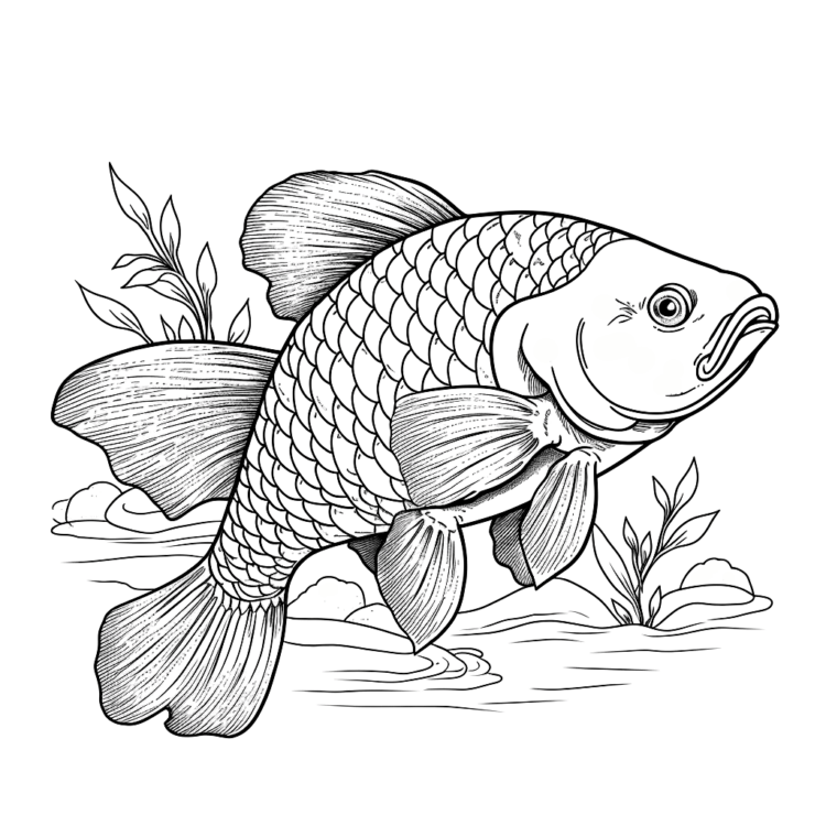 Dibujo para colorear carpa