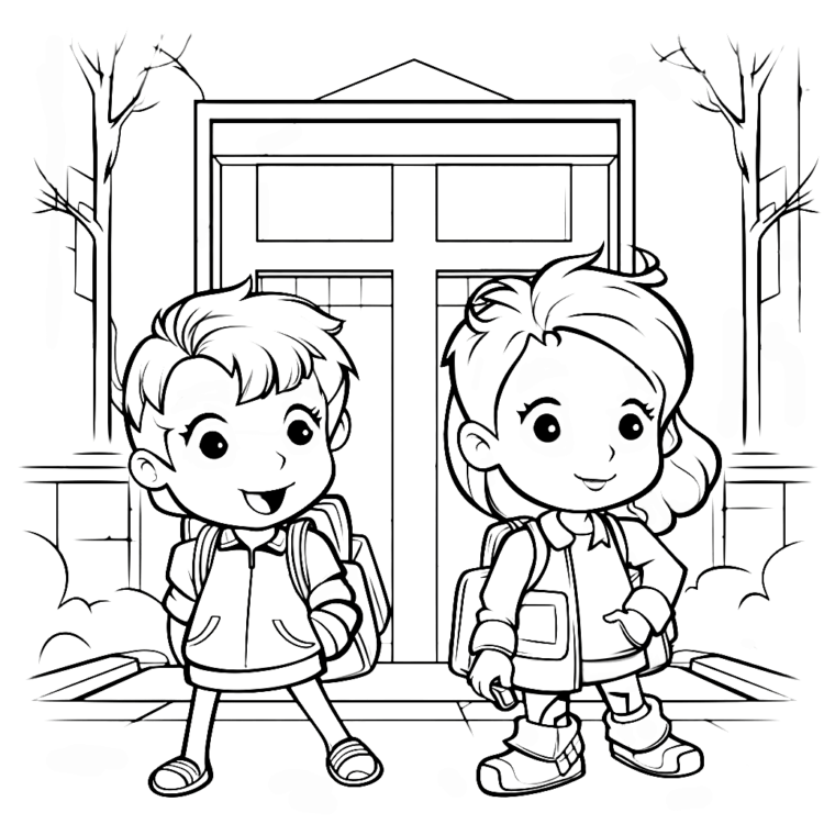 Ausmalbild Kindergarten Weg