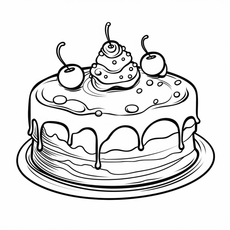 Ausmalbild Kirschtorte