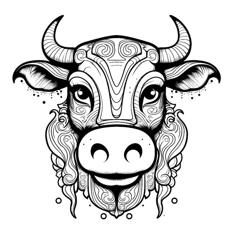 Dibujo para colorear cabeza de vaca