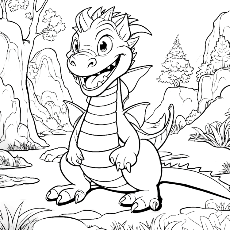 Ausmalbild Lachender Drache