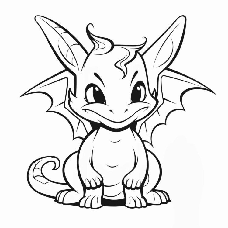 Ausmalbild Lächelnder Baby-Drache