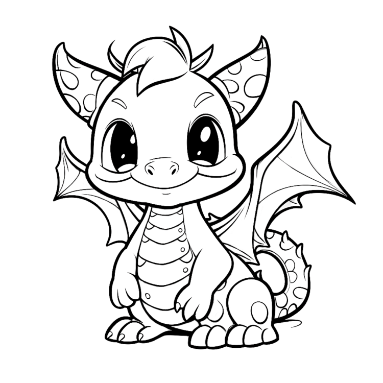 Smiling little dragon coloring page